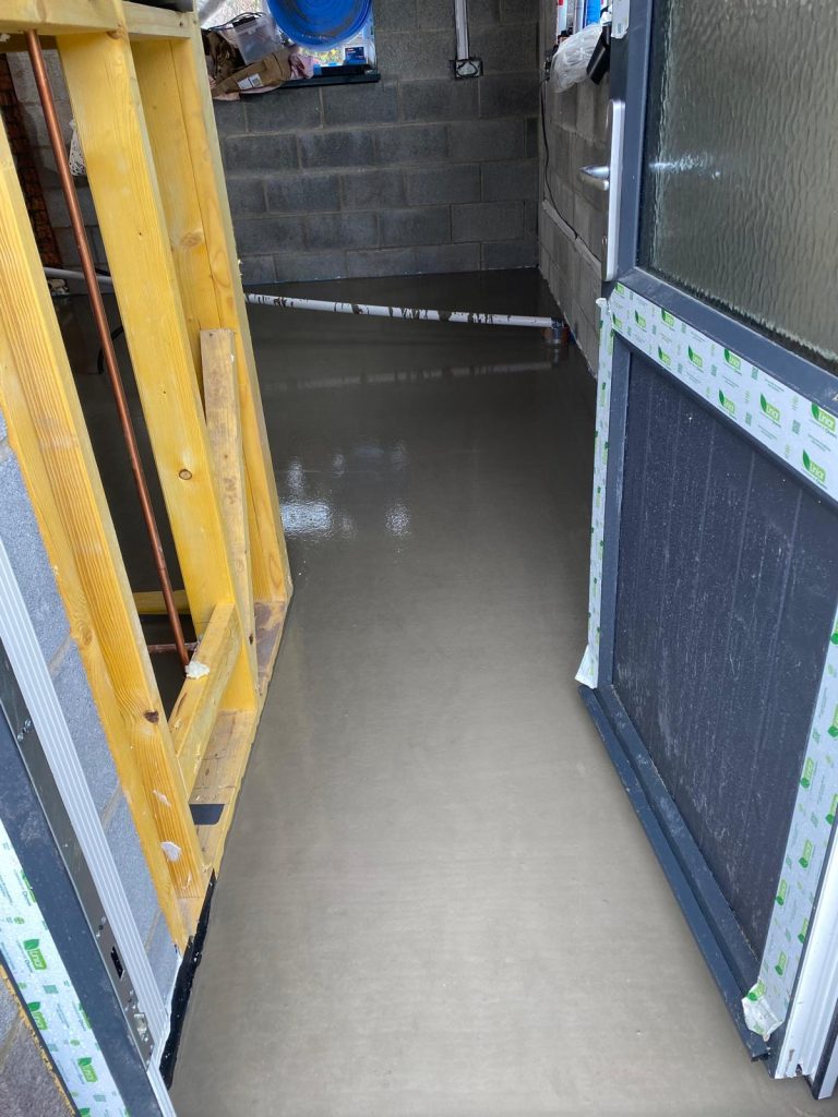 Liquid screeding - New extension in Pontrhydygroes
